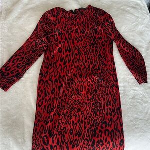 Zara Red and Black Leopard Print Maxi Dress